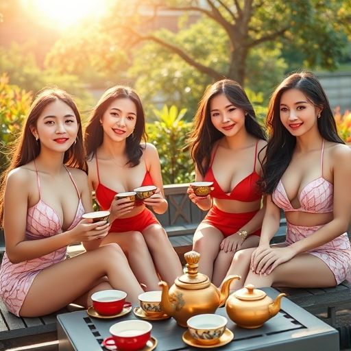 好友围坐品茶的温馨画面