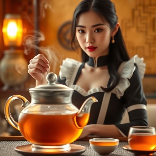 茶汤缓缓流出，散发淡淡清香