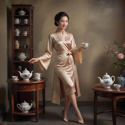 茶艺师现场泡茶的唯美画面