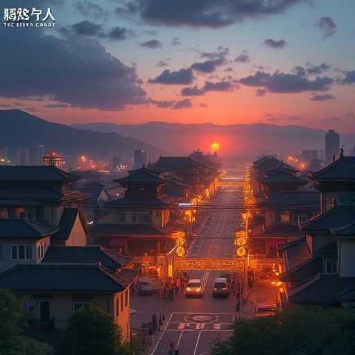 广州番禺夜色下的城市街道