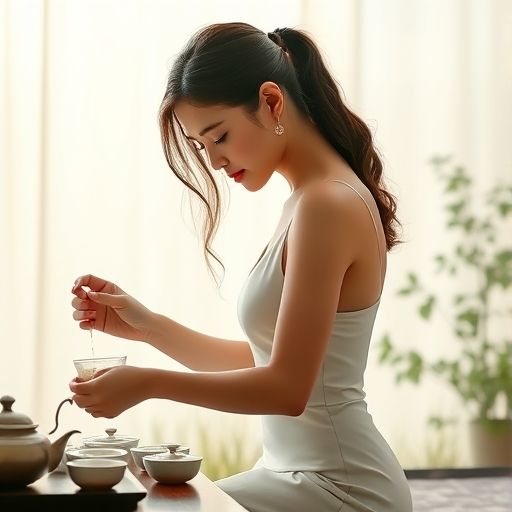 茶艺师优雅泡茶的瞬间