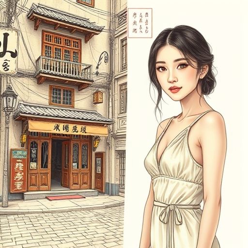 老巷茶肆的手绘导航图