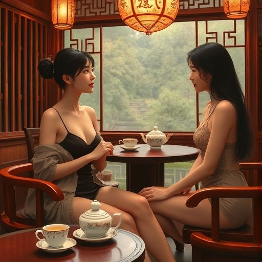 茶肆内部温馨场景