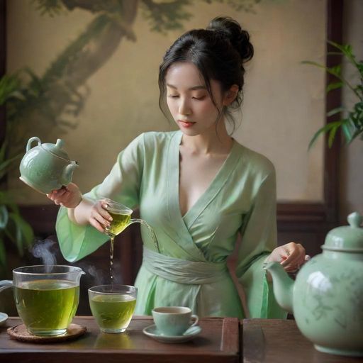 新到龙井茶的冲泡场景