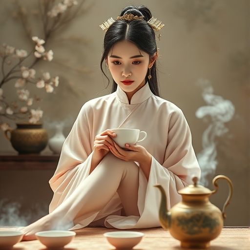 茶艺师专注泡茶的瞬间
