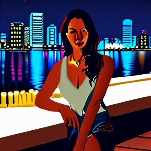 珠江边清吧的浪漫夜景