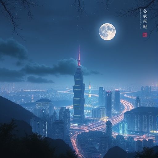 茶室窗外的城市天际线美景