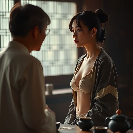 茶艺师为顾客讲解茶文化的画面