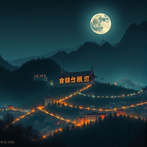 深圳老师花社区夜场霓虹灯光街景