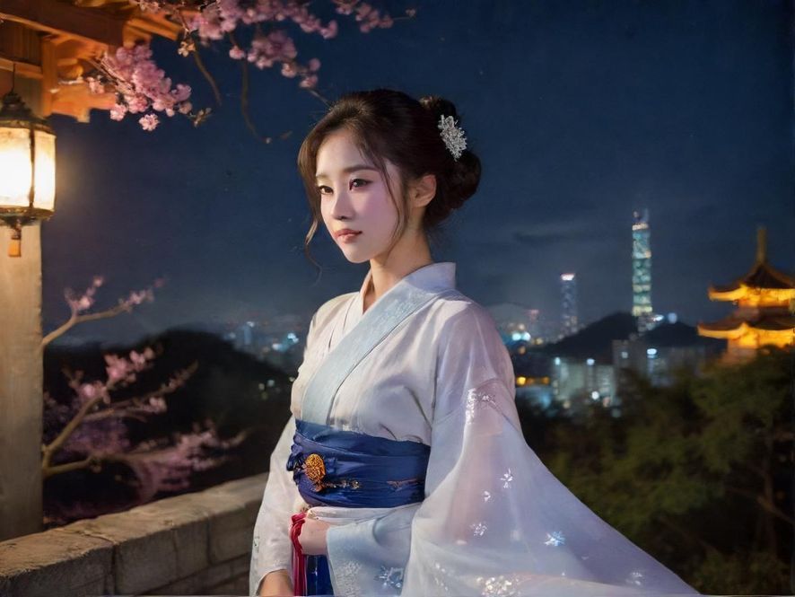 广州夜场入口，霓虹灯闪烁，充满赛博朋克风格的城市街景。