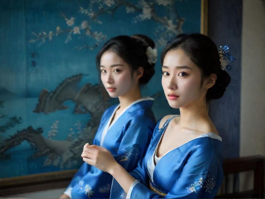 一对年轻男女在温馨咖啡馆里，在柔和的灯光下轻松交谈