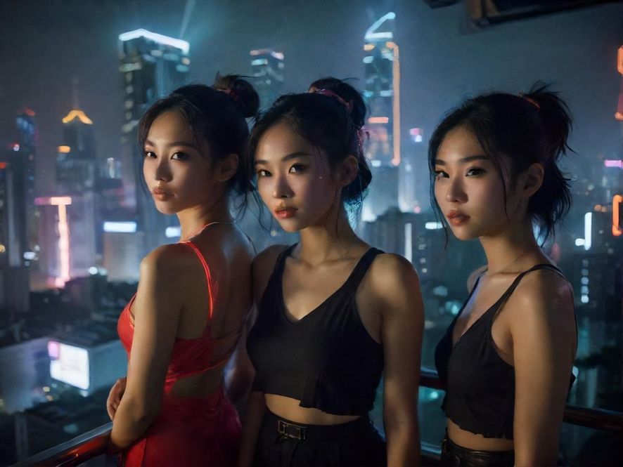 深圳都市夜景，霓虹灯光璀璨，展现城市活力