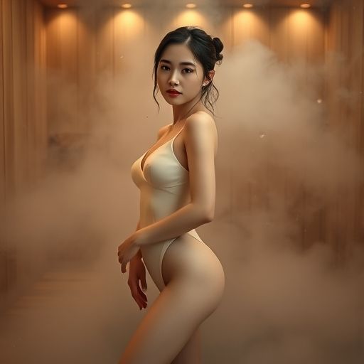 桑拿房内蒸汽弥漫的放松氛围