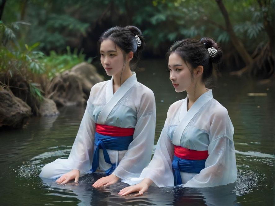 一个人在温泉中放松，面部特写，柔和的光线和水汽营造出宁静感。