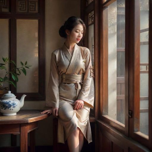 一个隐藏在城市角落的幽静茶馆，暗示着神秘的休闲场所