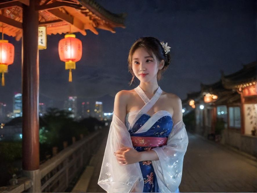 都市夜景，霓虹闪烁，仿佛在诉说着无数未知的精彩故事。