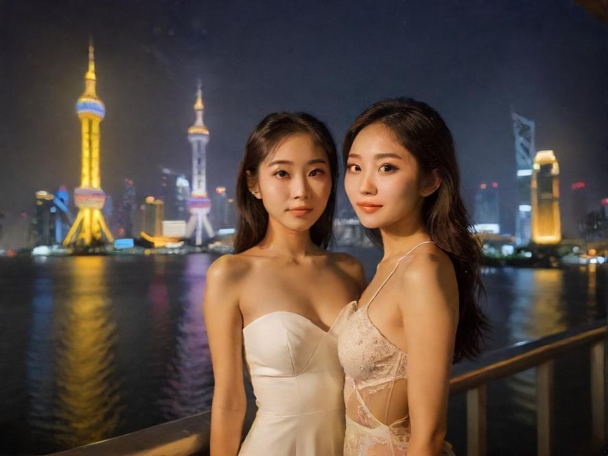 广州夜景下的休闲娱乐氛围
