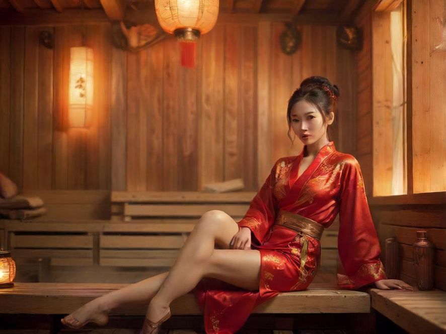 桑拿会所休息区温馨场景