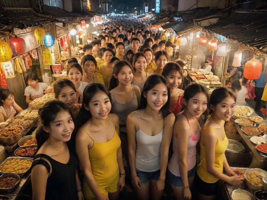 广州美食街夜市的俯视景象，展现出繁华热闹的市井生活