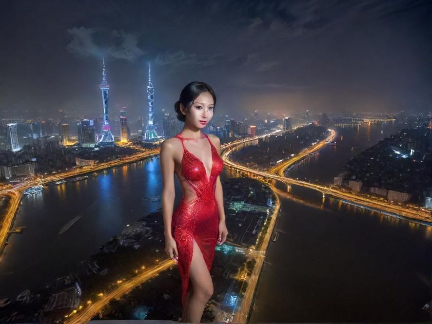 一张广州夜景俯瞰图