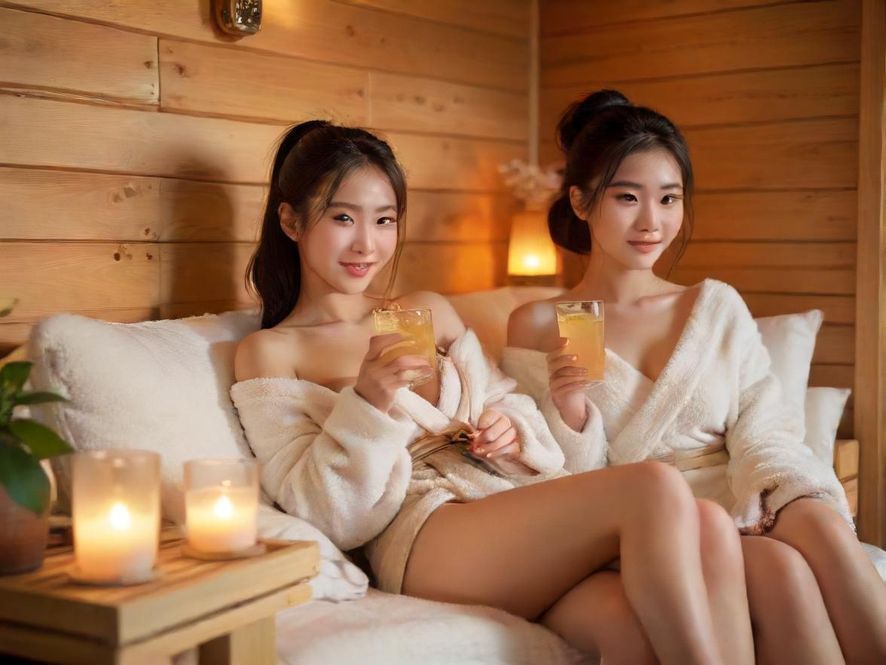 广州020狼桑拿茶点与休息区氛围