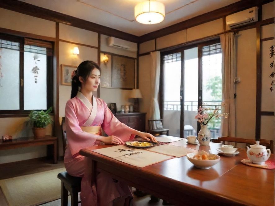 一家高端会所的宽敞大厅，设计充满艺术感，装饰精美，俯视角度展现其豪华与宁静。