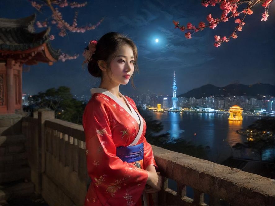 夜色中的城市街景