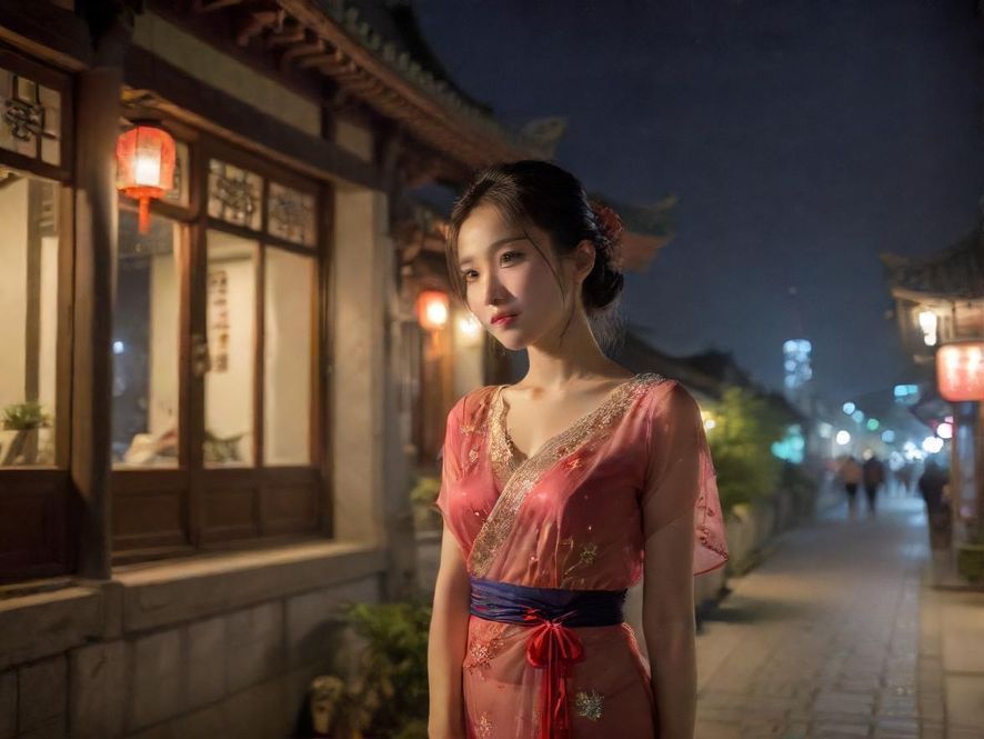 城市夜景中的一家私密会所入口