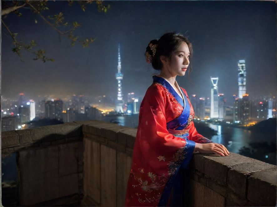 广州夜晚的繁华街道