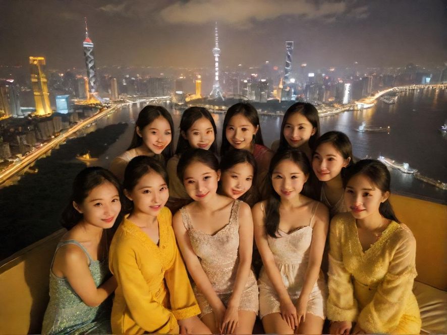 广州条友论坛网友线下聚会合影，珠江夜景为背景，氛围温馨