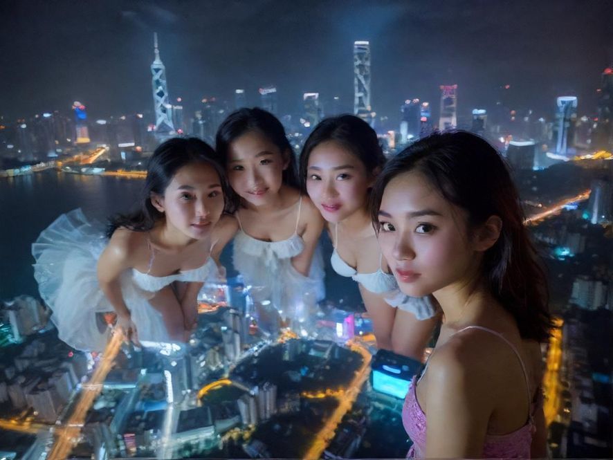 深圳璀璨夜景，高楼林立，霓虹灯光映衬着城市的活力与无限可能。