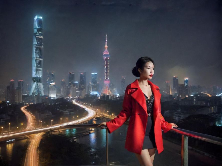 繁华的广州天河夜景