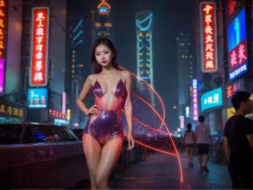 广州夜场灯光璀璨夜景