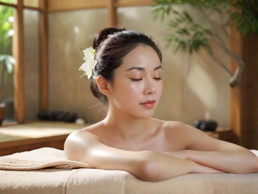 深圳一家高端SPA会所的俯视全景，展现其现代禅意的设计和宁静氛围