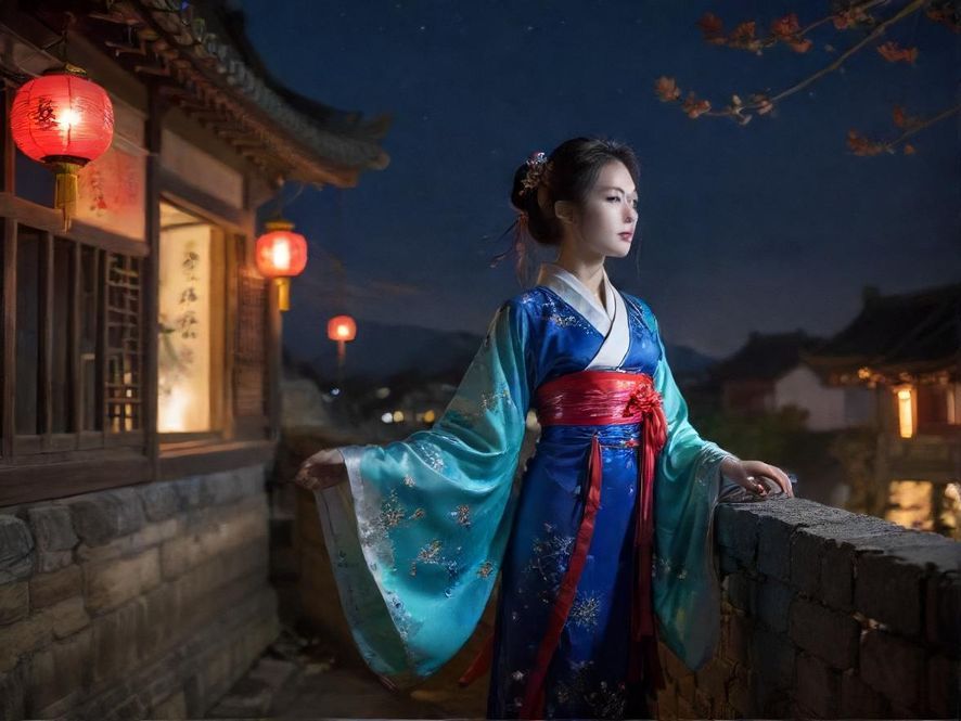广州夜景下的街道